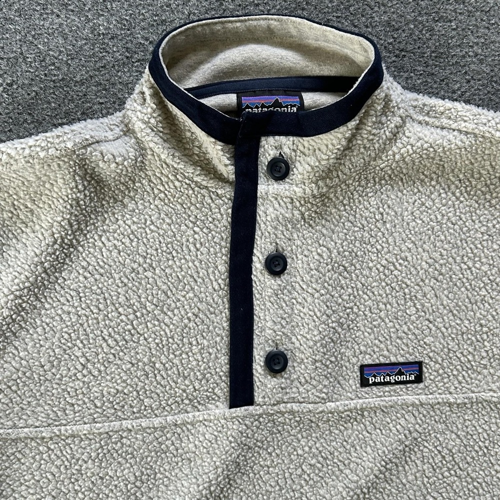 Patagonia Pullover Mens XL Shearling Button Pullover Sherpa Fleece Mock Neck